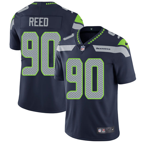 Nike Seahawks #90 Jarran Reed Steel Blue Team Color Men's Stitched NFL Vapor Untouchable Limited Jersey - Click Image to Close